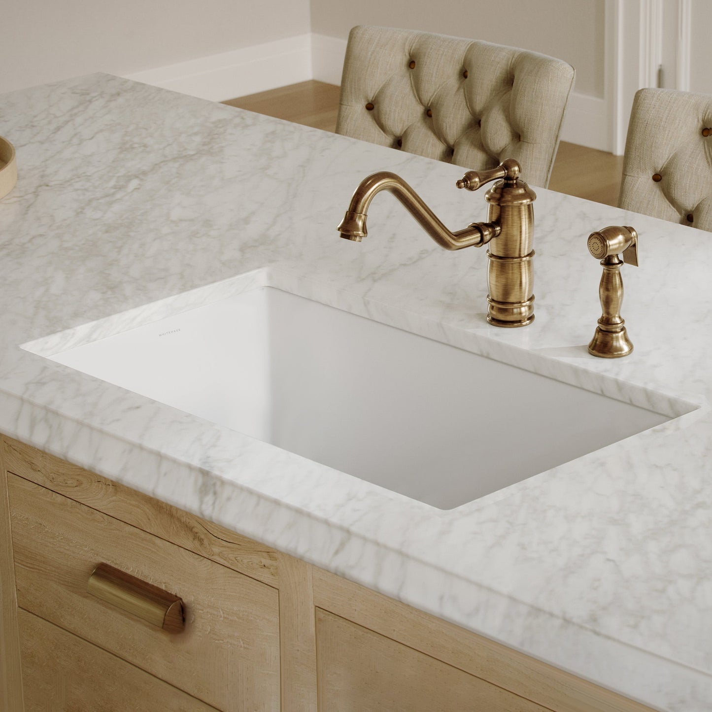 Whitehaus Collection Undermount/Drop-in Fireclay Kitchen Sinks, Stainless Steel Grid Included