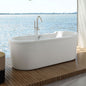 Bathhaus Oval Double Ended Single Sided Armrest Freestanding Lucite Acrylic Bathtub with a Chrome Mechanical Pop-up Waste and a Chrome Center Drain with Internal Overflow