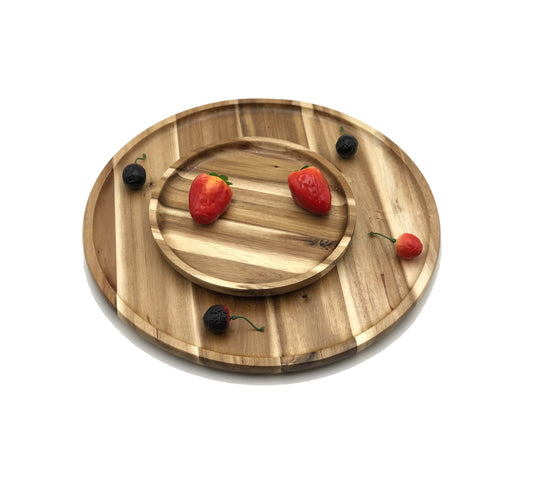 2 Medium-sized Acacia platters for Pizza and Salad party serving set