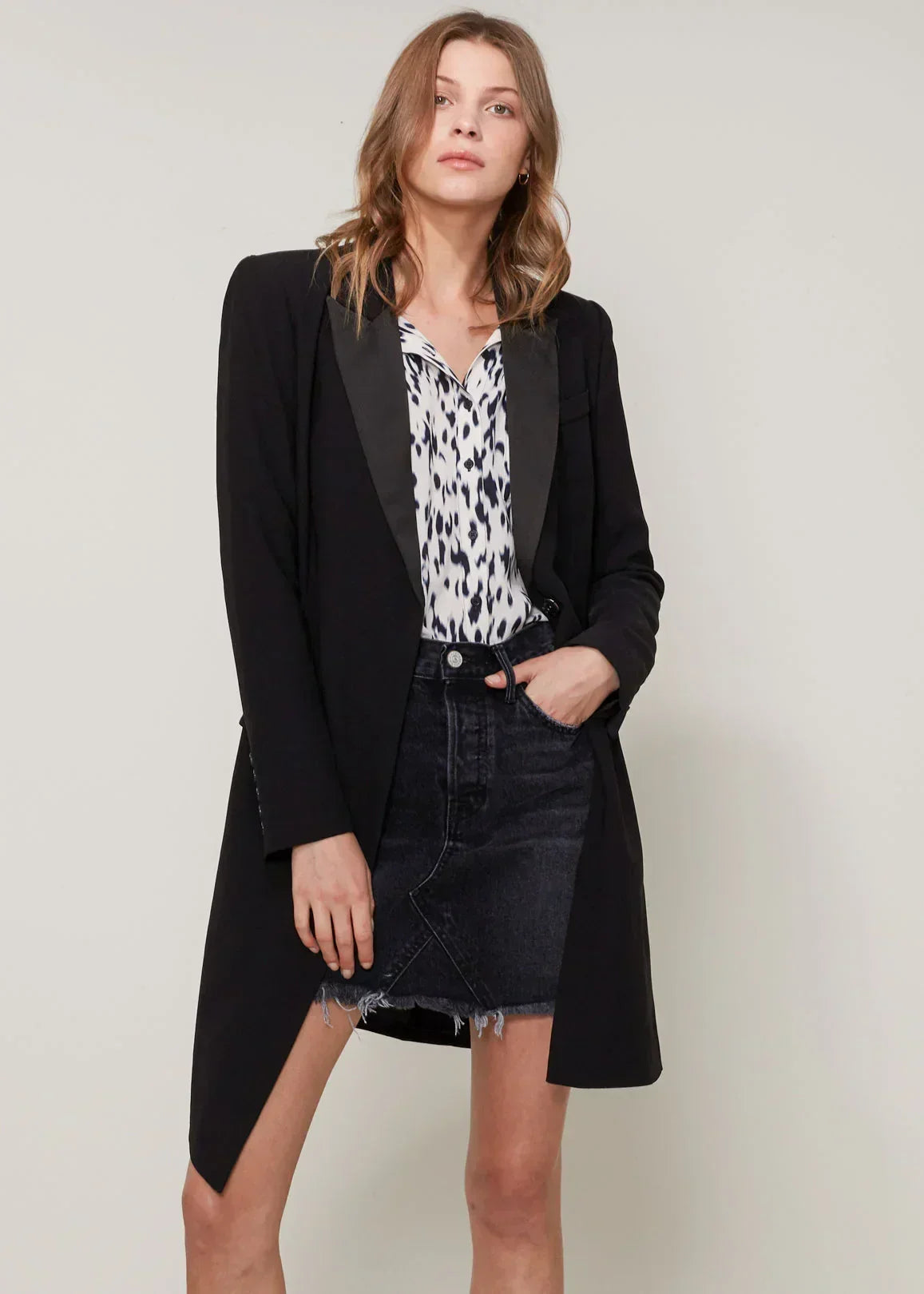 Women's Double Breasted Long Blazer | Professional Black Coat - Femstylo
