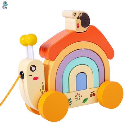 Wooden children's rainbow snail