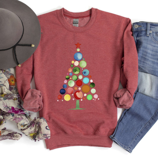 Watercolor Decorations Christmas Tree, Retro, Vintage Sweatshirt