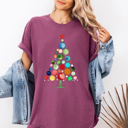 Watercolor Decorations Christmas Tree, Retro, Vintage, Winter, Snow, Xmas Tshirt Comfort Colors T-Shirt
