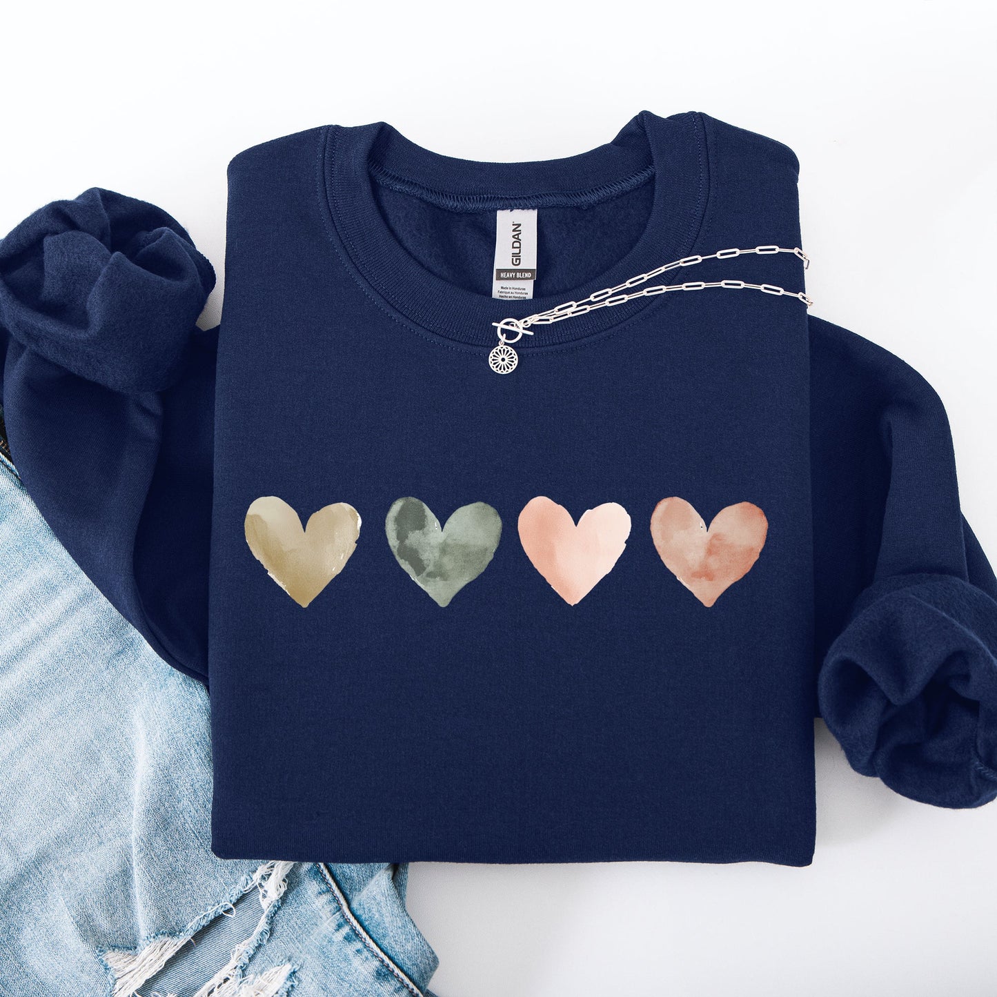 Watercolor Hearts, Valentine's Day, Love, Classic, Minimalist Sweatshirt