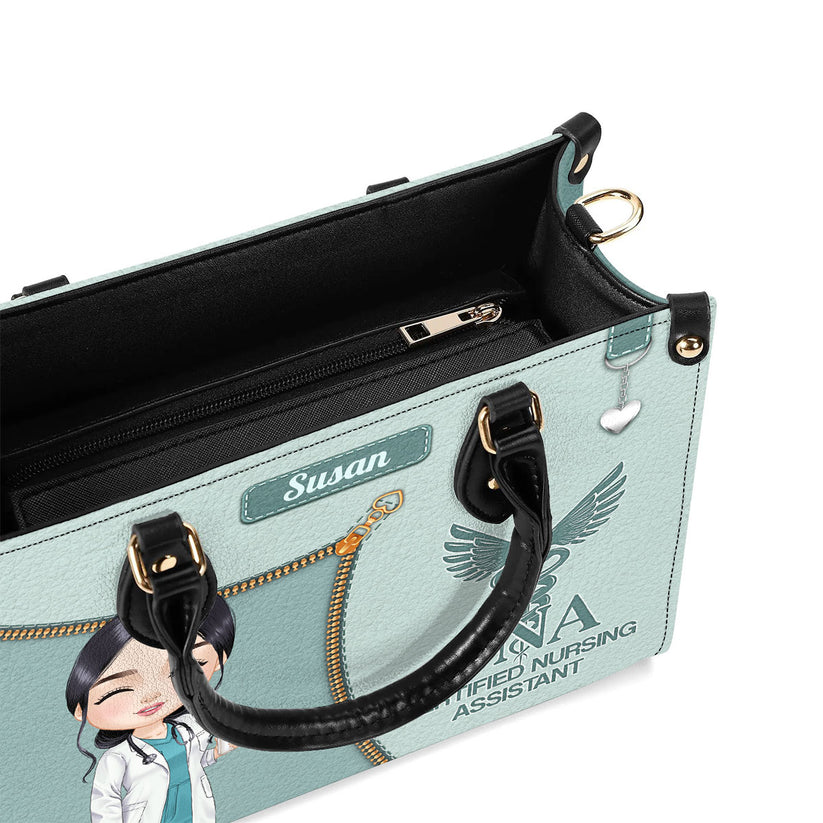 Watercolor Nurse - Personalized Leather Handbag - Gift For Nurse, CNA, Registered RN, Healthcare Worker