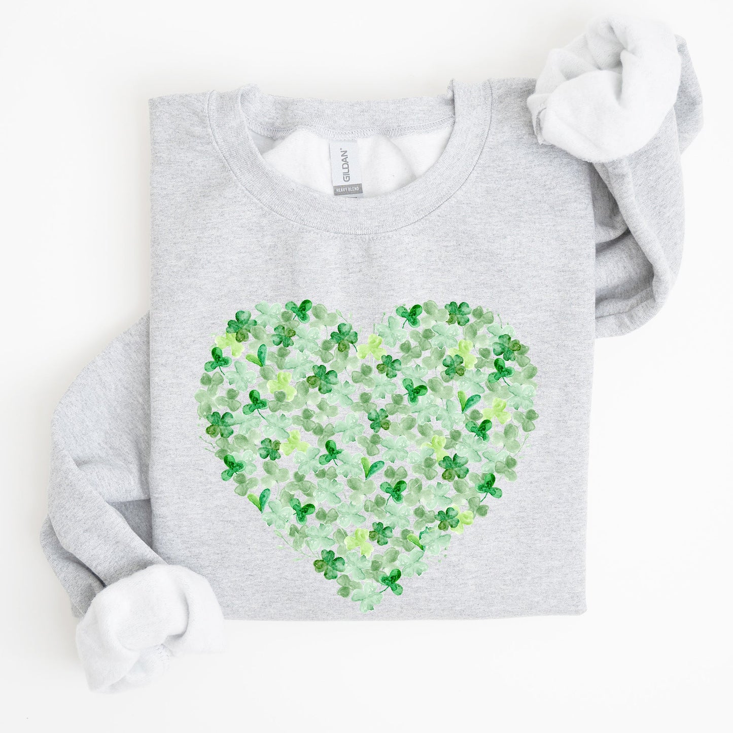 Watercolor Shamrocks, Heart, St Patrick's Day Sweatshirt