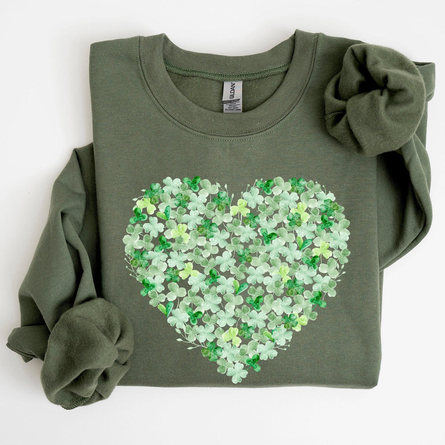 Watercolor Shamrocks, Heart, St Patrick's Day Sweatshirt