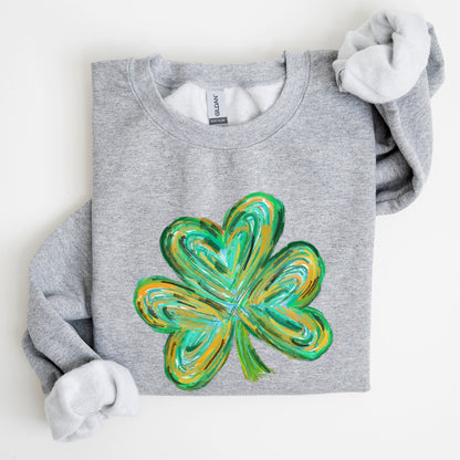 Watercolor Shamrock, Hearts, Irish, St Patrick's Day Sweatshirt
