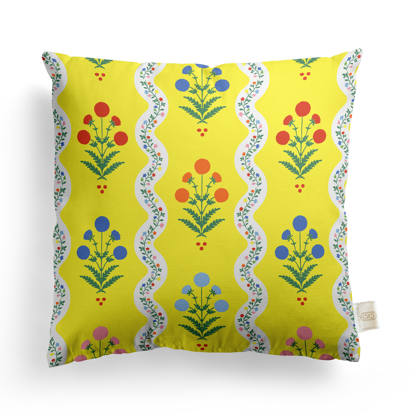 Wavy Floral Pillow Cover | Featuring Fiesta Colorway
