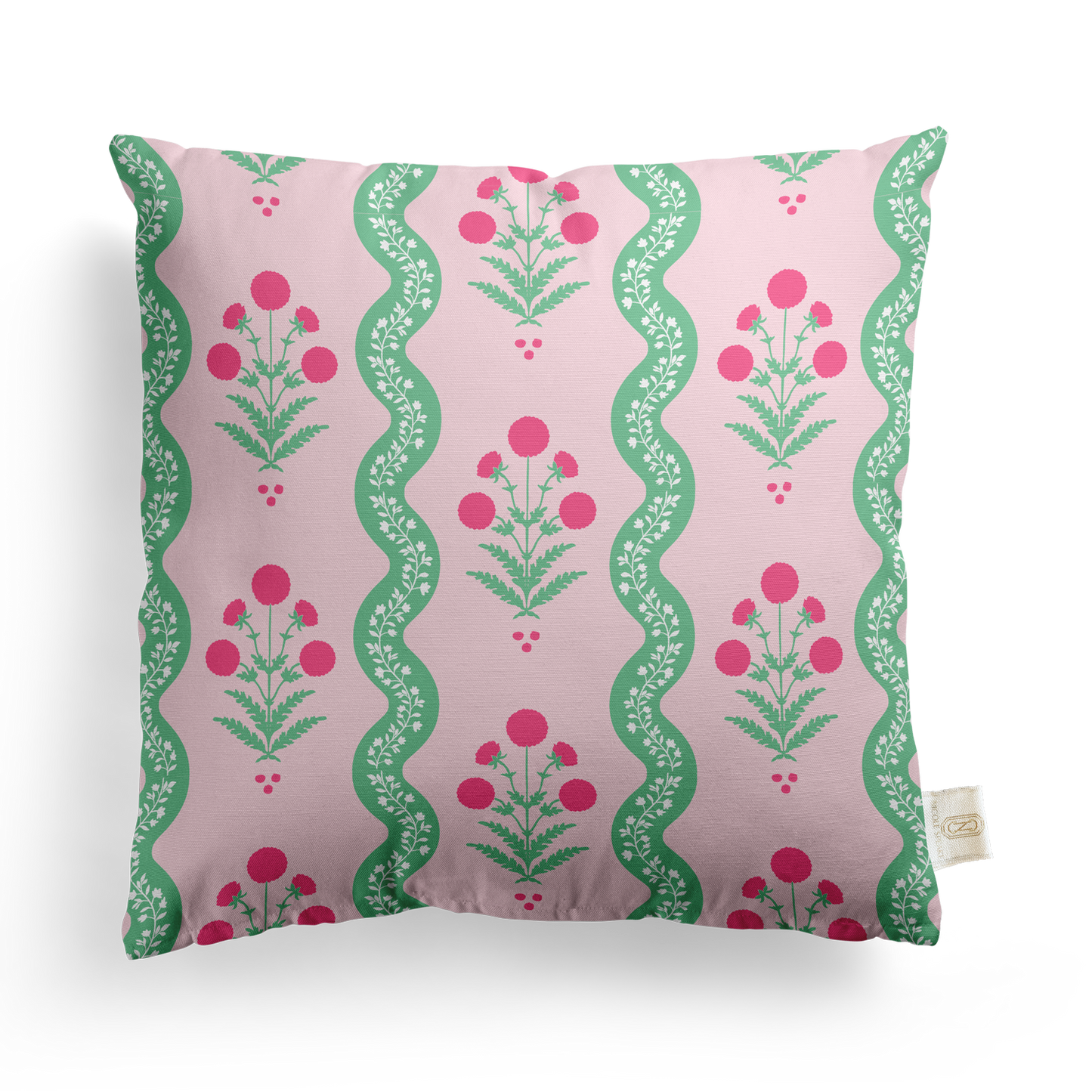 Wavy Floral Pillow Cover | Featuring Fiesta Colorway