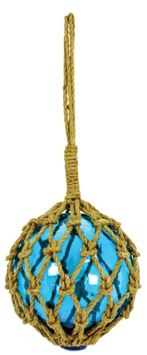 Weathered Rope Buoy Float – Glass & Jute Coastal Décor (8")