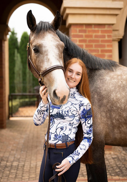 Botanical Blue Quarter Zip Sun Shirt