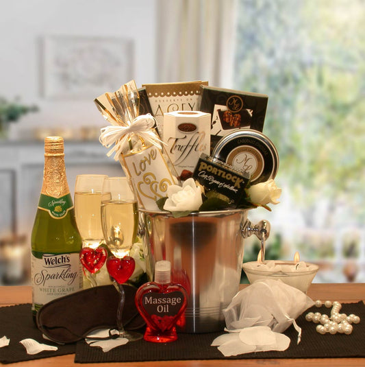 Deluxe Romantic Evening For Two Gift Basket - Wedding Gift Basket -