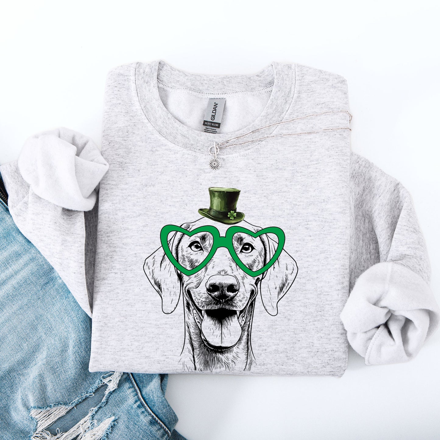 Weimaraner, Adorable Dog, St Patrick's Day, Lucky, Irish Sweatshirt