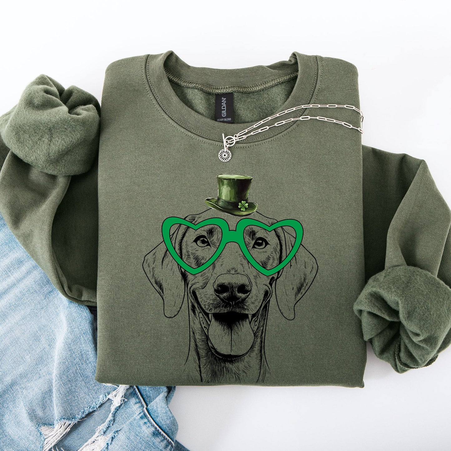 Weimaraner, Adorable Dog, St Patrick's Day, Lucky, Irish Sweatshirt