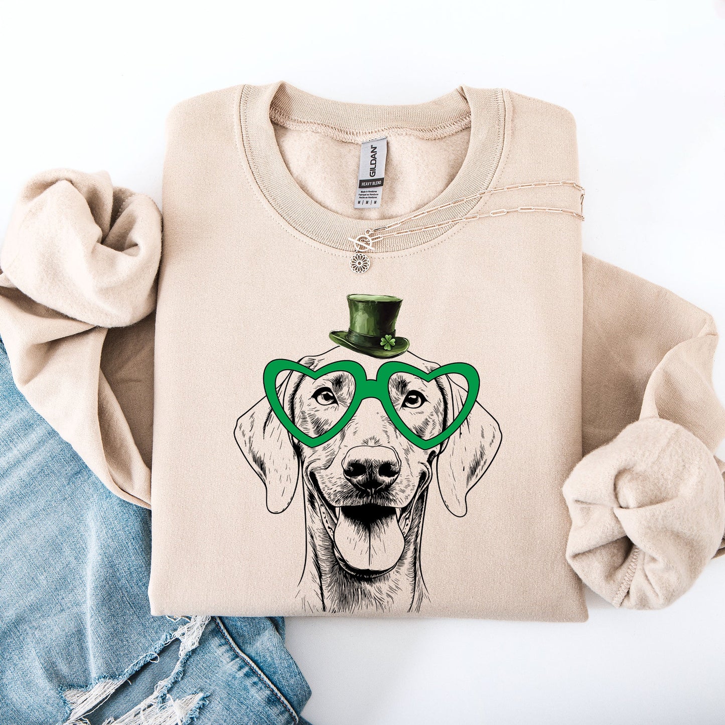 Weimaraner, Adorable Dog, St Patrick's Day, Lucky, Irish Sweatshirt