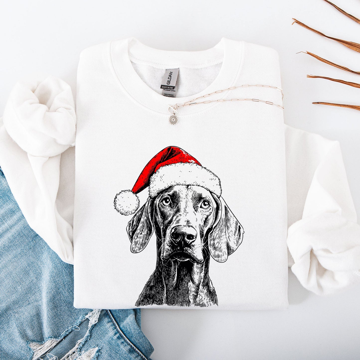 Weimaraner, Santa, Dog, Christmas, Dog Lover, Pet Sweatshirt