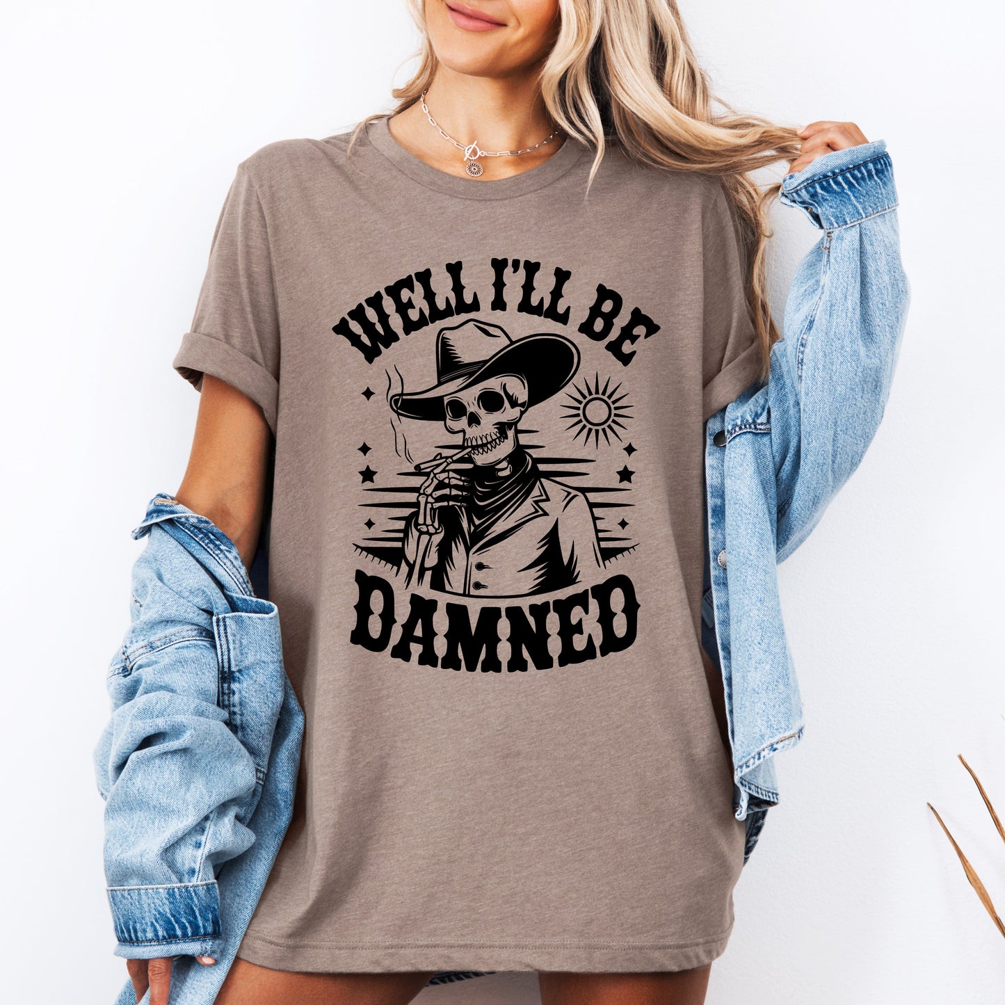 Well I'll Be Damned, Skeleton, Funny, Halloween, Tshirt