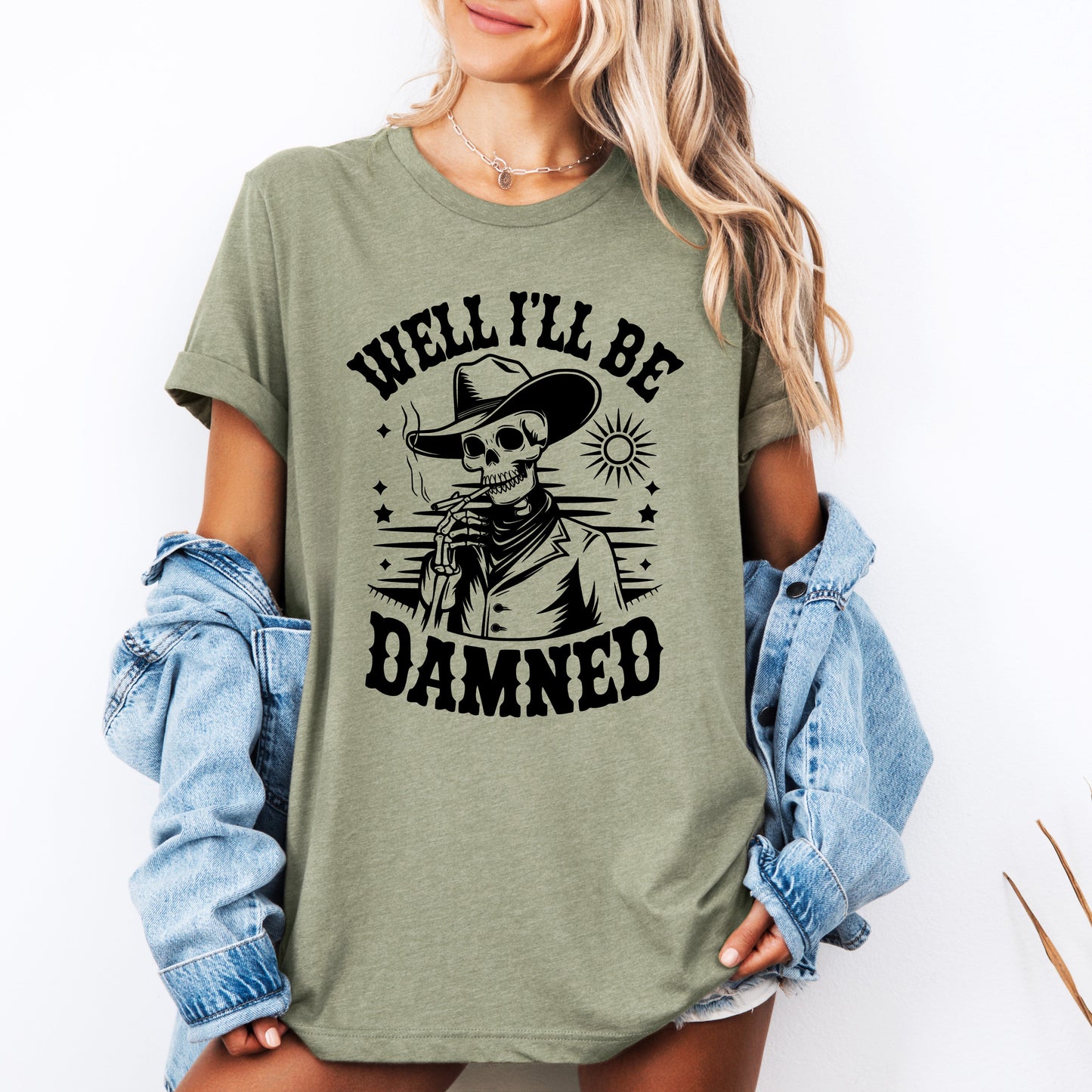 Well I'll Be Damned, Skeleton, Funny, Halloween, Tshirt