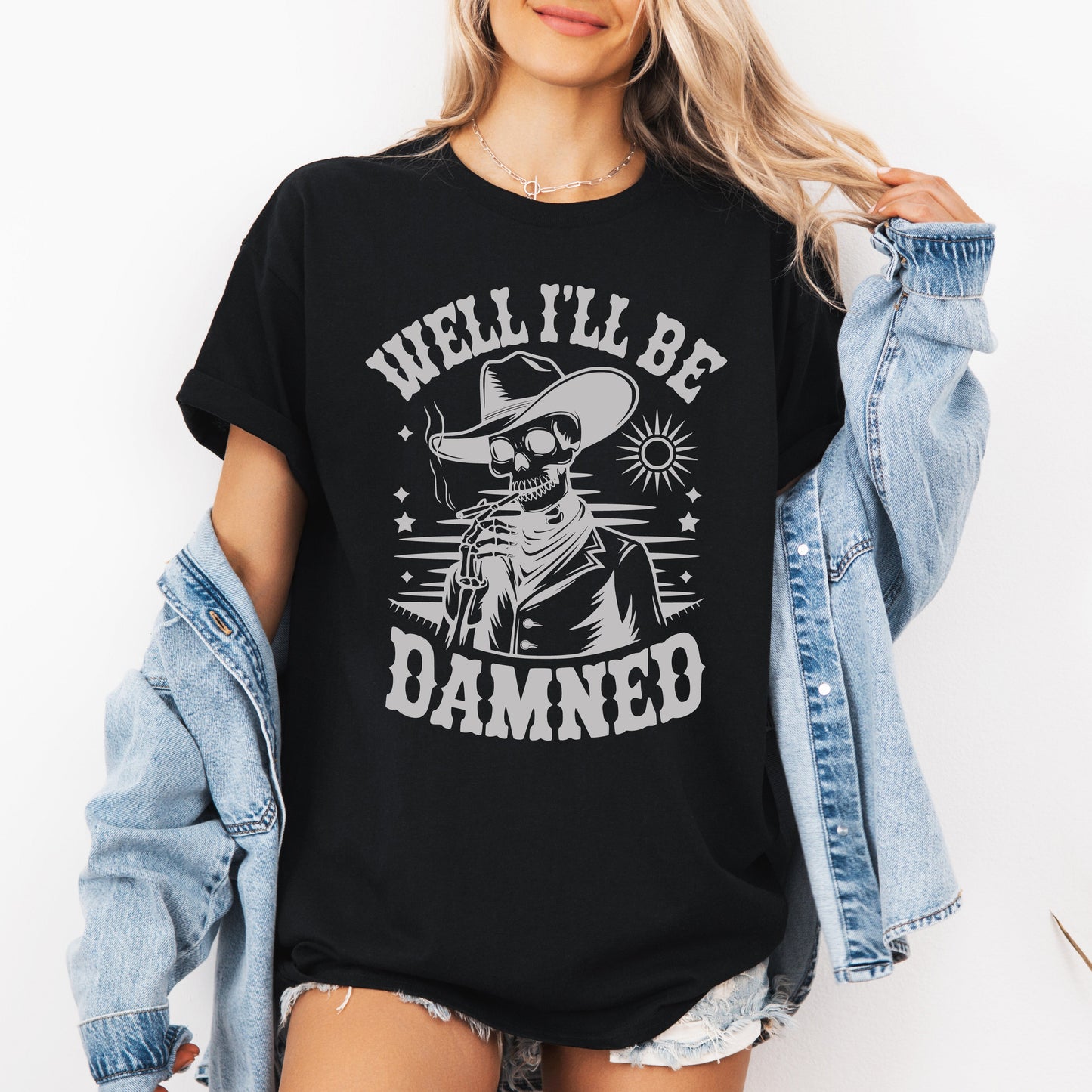 Well I'll Be Damned, Skeleton, Funny, Halloween, Tshirt