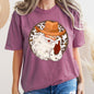 Western Cowboy Santa, Hat, Cow Print, Christmas, Retro, Comfort Colors Tshirt
