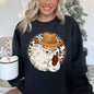 Western Cowboy Santa, Hat, Cow Print, Christmas, Retro Sweatshirt