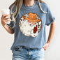 Western Cowboy Santa, Hat, Cow Print, Christmas, Retro, Comfort Colors Tshirt