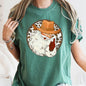 Western Cowboy Santa, Hat, Cow Print, Christmas, Retro, Comfort Colors Tshirt