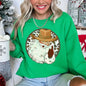 Western Cowboy Santa, Hat, Cow Print, Christmas, Retro Sweatshirt