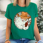 Western Cowboy Santa, Hat, Cow Print, Christmas, Retro Super Soft Tees
