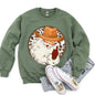 Western Cowboy Santa, Hat, Cow Print, Christmas, Retro Sweatshirt
