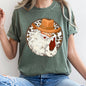 Western Cowboy Santa, Hat, Cow Print, Christmas, Retro, Comfort Colors Tshirt