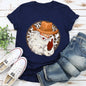 Western Cowboy Santa, Hat, Cow Print, Christmas, Retro Super Soft Tees