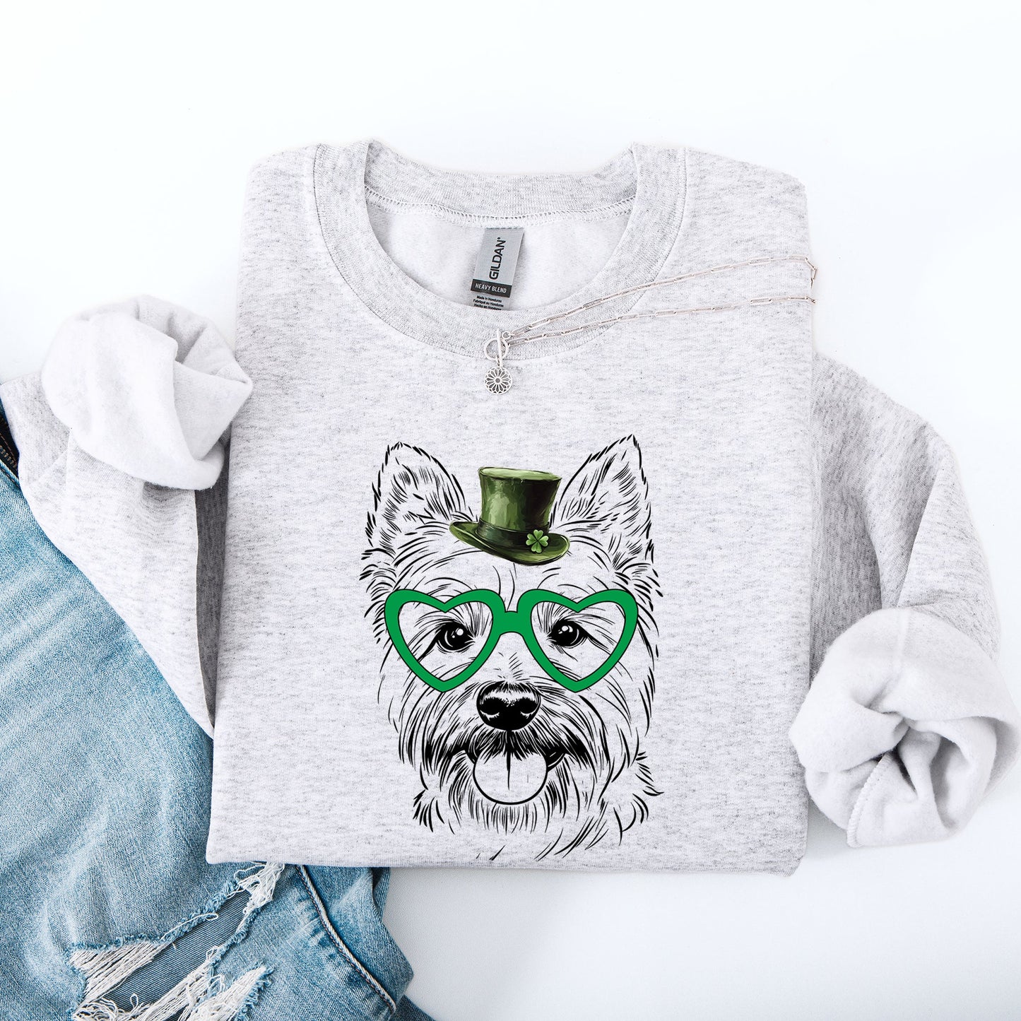 Westie, West Highland White Terrier, Adorable Dog, St Patrick's Day, Lucky, Irish Sweatshirt