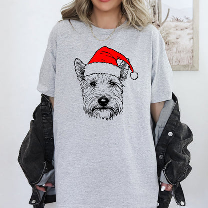 Westie, West Highland White Terrier, Santa, Dog, Christmas, Dog Lover, Pet T-Shirt Comfort Colors T-Shirt