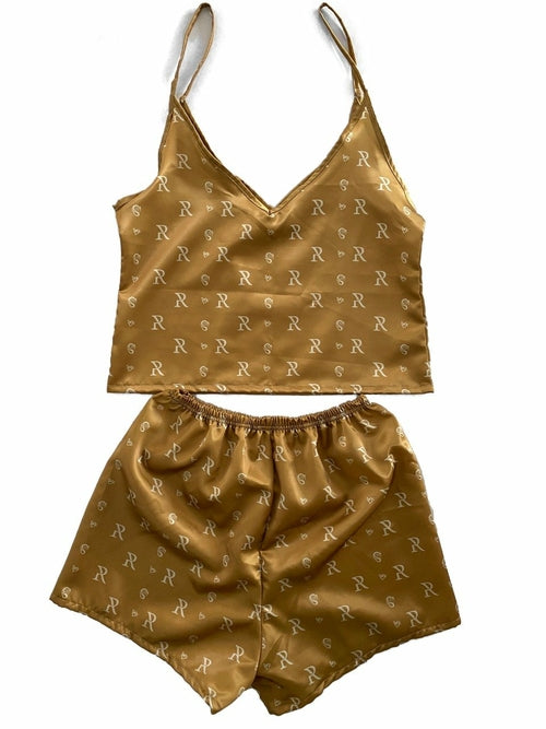 Esme - Womens Gold Silk Pajamas