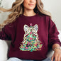 Whimsical Pastel Christmas Tree, Coquette, Ribbon, Bow, Dalmatian Print, Xmas Sweatshirt