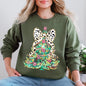 Whimsical Pastel Christmas Tree, Coquette, Ribbon, Bow, Dalmatian Print, Xmas Sweatshirt