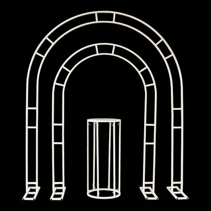 White Wedding Arch Backdrops & Pedestal Set