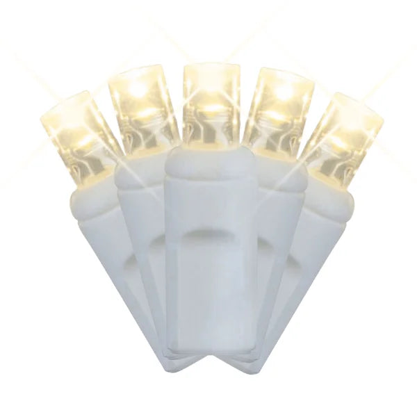 LED Mini Lights 5MM White Wire Warm White Twinkle 4:1 -6" Spacing