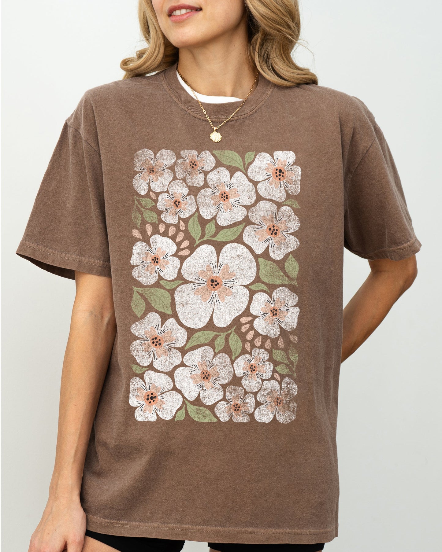 White Autumn Flowers, Botanical, Retro, Fall, Floral Shirt Comfort Colors T-Shirt