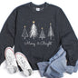 White Merry and Bright Christmas Trees Sweatshirt