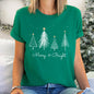 White Merry and Bright Christmas Trees, Gold Star Super Soft Tshirt