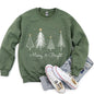 White Merry and Bright Christmas Trees Sweatshirt