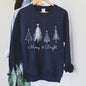 White Merry and Bright Christmas Trees Sweatshirt
