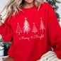 White Merry and Bright Christmas Trees Sweatshirt