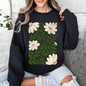 White Wildflower Botanical, Vintage Boho, Nature Sweatshirt