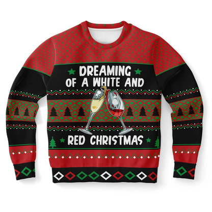 White and Red Wine Christmas Sweatshirt
