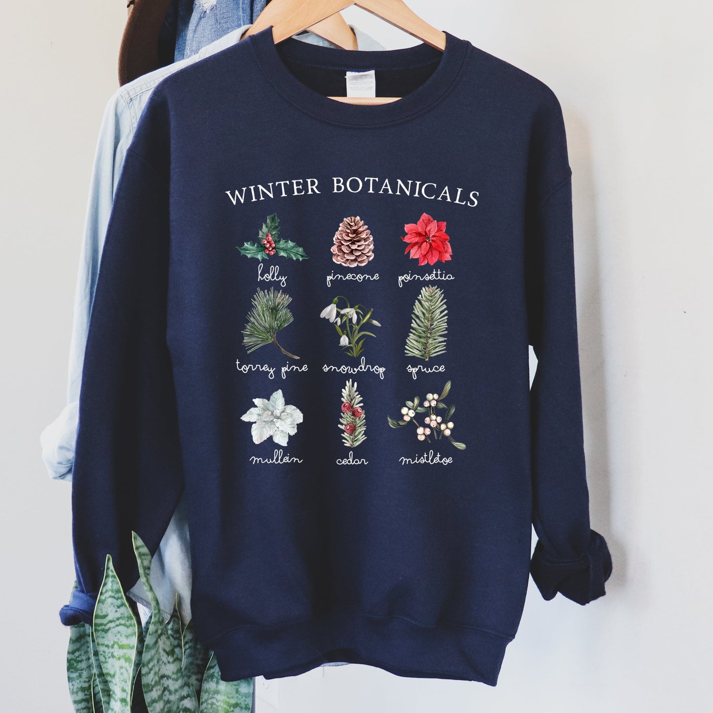 Winter Botanicals Holly Poinsettia Christmas Sweatshirt