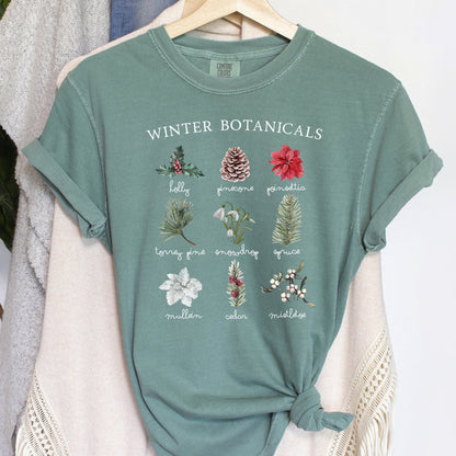 Winter Botanicals, Holly, Poinsettia, Pine Tree, Comfort Colors Tshirt